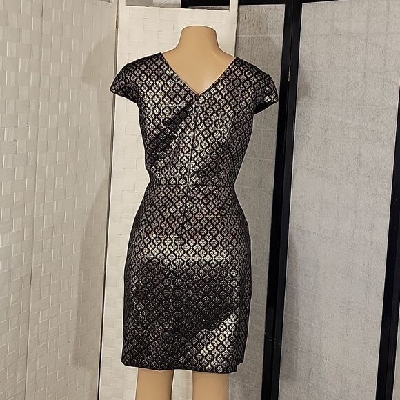 DANIEL CREMIEUX SLEEVELESS METALLIC EMBROIDERY EMBELLISHMENTS COCKTAIL DRESS - Picture 8 of 13